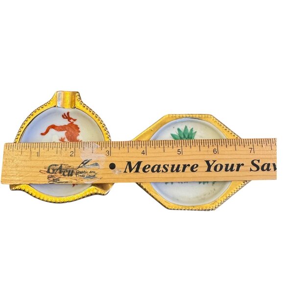 GRO. Meissen Set Of 4 Vintage Dragon Porcelain Ashtrays Handpainted Gold Trim Ja - Picture 4 of 12